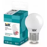 Электролампа LED E27 ECO G45 шар 9Вт 230В 4000К (IEK) (LLE-G45-9-230-40-E27)
