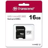Карта памяти MicroSDHC 16Gb Class 10 UHS-I + адаптер (Transcend 300S) (TS16GUSD300S-A)