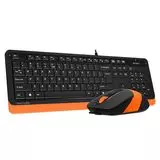 Клавиатура+мышь A4 Fstyler F1010 USB Multimedia, черный/оранжевый (F1010 ORANGE)