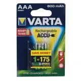 Аккумулятор (размер ААА, HR03) VARTA Ready2Use 800mAh - упаковка 2шт, цена за 2шт (AAAR2U-800)