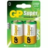 Батарейка D (LR20) 1,5V GP Super - 2шт в упаковке, цена за 2 шт. (GP 13A-CR2)