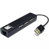 Сетевая карта (USB2.0) 10/100 Mbit + 3 порта USB2.0, 5bites UA2-45-06BK, черный