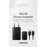 Зарядное устройство Samsung, USB C, PD2.0(15W) + кабель Type-C, черный (EP-T1510XBEGRU)