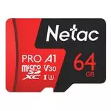 Карта памяти MicroSDXC 64Gb class 10 UHS-I U1 V30 без адаптера (Netac P500 Extreme Pro) (NT02P500PRO-064G-S)