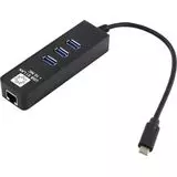 Сетевая карта (USB Type-C) 10/100/1000 Mbit + 3 порта USB 3.0, 5bites UA3C-45-10BK, черный