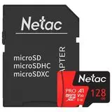 Карта памяти MicroSDXC 128GB Class 10 UHS-I U3 V30 + адаптер (Netac P500 Extreme Pro) (NT02P500PRO-128G-R)