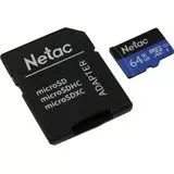 Карта памяти MicroSDXC 64Gb Class 10 UHS-I U1 + адаптер (Netac P500 Standart) (NT02P500STN-064G-R)