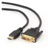 Кабель HDMI (M) - DVI (M), 3m, позол.разъемы, экран, Gembird, черный (CC-HDMI-DVI-10)