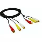 Кабель Audio/Video 3 RCA (m) -> 3 RCA (m), 1.2м (Atcom) черный (AT7267)