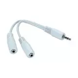 Кабель переходник Audio Jack 3.5мм 3pin (m) -> 2 x 3.5мм (f) 0.1м (Cablexpert) белый (CCA-415W)