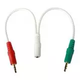 Кабель переходник Audio 3.5мм 4pin (f) -> 2 x 3.5мм (m) 0.2м (Cablexpert) белый (CCA-418W)