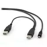 Кабель USB2.0 AM + AM -> Mini-BM 5pin, 0.9m (Gembird) черный (CCP-USB22-AM5P-3)