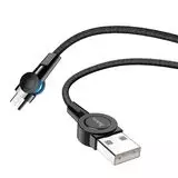 Кабель USB2.0 AM -> micro-BM, 1.2m (HOCO) S8 Magnetic, магнитный в оплетке, черный (6931474712608)