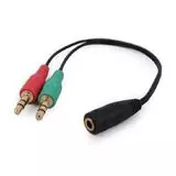 Кабель переходник Audio 3.5мм 4pin (f) - > 2 x 3.5мм (m) 0.2м (Cablexpert) черный (CCA-418)