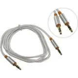 Кабель Audio AUX 3.5мм (m) -> 3.5мм (m) 1.2м (Defender) белый в оплётке (87513)