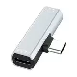 Аудио переходник USB Type-C (M) -> mini-jack 3.5 mm (F) + Type-C (F), Greenconnect, серый (GCR-52246)