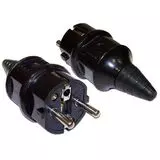 Вилка CEE 7/7 Schuko 16A 250V прямая разборная черная (Lanmaster) (LAN-CEE-7/7-180)