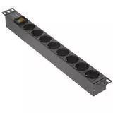 Блок розеток в серверную стойку 19", без кабеля питания, 8 Schuko, 16A (Hyperline) (SHE19-8SH-S-IEC)