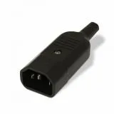 Вилка C14 10A 250V прямая разборная черная (Hyperline) (CON-IEC320C14)