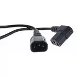 Кабель POWER UPS 1,8 м (системный блок-монитор, C13 угловой, сечение 0,75мм, медь) Hyperline (PWC-IEC13A-IEC14-1.8-BK)