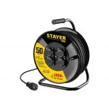 Удлинитель на катушке 50м (4 розетки, с заземлением) Stayer, черный (55076-50)