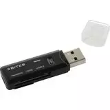 Картридер внешний USB2.0, 5bites RE2-100BK, черный