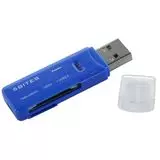 Картридер внешний USB2.0, 5bites RE2-100BL, синий