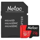 Карта памяти MicroSDXC 256Gb Class 10 UHS-I U3 V30 A1 + адаптер (Netac P500 Extreme Pro) (NT02P500PRO-256G-R)