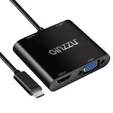 Переходник USB Type-C (M) -> VGA (F) + HDMI (F) + Audio, Ginzzu, черный (GC-876HVC)