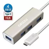 USB-разветвитель (хаб) USB HUB USB Type-C -> USB3.0, 4 порта, GINZZU, серебристый (GR-518UB)