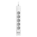 Сетевой фильтр 10 м. (5 розеток, с заземлением, 3 USB A 2.4A, HARPER) белый (UCH-510 White)