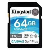 Карта памяти SDXC 64Gb class 10 UHS-I U3 V30 (Kingston Canvas Go Plus 170R) (SDG3/64GB)