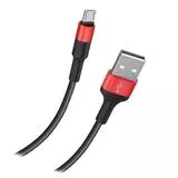 Кабель USB2.0 AM -> Micro-BM, 1m (HOCO) X26 Xpress, в оплетке, черный/красный (6957531080220)