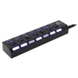 USB хаб (USB 3.0, 7 порта, с выключателями портов, 5bites) черный (HB37-303PBK)