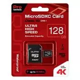 Карта памяти MicroSDXC 128Gb Class 10 UHS-I U3 + адаптер (QUMO, PRO Series красная  упаковка) (QM128GMICSDXC10U3)