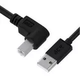 Кабель USB2.0 1.5m (Greenconnect) угловой, экран, черный (GCR-52916)