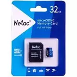 Карта памяти MicroSDHC 32Gb Class 10 UHS-I U1 + адаптер (Netac) (NT02P500STN-032G-R)