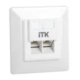 Розетка внутренняя 2xRJ-45 (8P8C) Cat. 5e UTP, двойная, белый (ITK) (CS2-1C5EU-2-1)