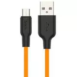 Кабель USB2.0 AM -> Micro-BM, 1m (HOCO) X21 Plus, оранжевый/черный (6931474711908)