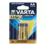 Батарейка (размер AA, LR6) VARTA LR6/4BL LONGLIFE - упаковка 2 шт, цена за 2шт (04106101412)