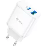 Зарядное устройство HOCO C105A Stage, USB A+C, PD (20W), QC3.0, + кабель Type-C, белый (6931474782922)