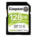 Карта памяти SDXC 128Gb class 10 UHS-I U3 V30 (Kingston Canvas Select Plus 100R) (SDS2/128GB)