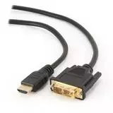 Кабель HDMI -> DVI 7.5m (GEMBIRD, черный, позол.разъемы, экран, пакет) (CC-HDMI-DVI-7.5MC)
