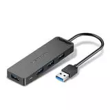 USB-разветвитель (хаб) USB3.0 -> USB3.0, 4 порта, Vention, черный, кабель 1м (CHLBF)