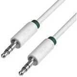 Кабель Audio AUX 3.5мм (m) -> 3.5мм (m) 3м, белый, зеленая окантовка (Greenconnect) (GCR-AVC1662-3.0m)
