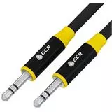 Кабель Audio AUX 3.5мм (m) -> 3.5мм (m) 1м, черный, желтая окантовка, AL корпус (Greenconnect) (GCR-53494)