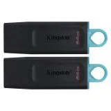 USB Flash-накопитель 64Gb USB 3.2 (KINGSTON, DataTraveler Exodia) Black/Teal, упаковка 2шт (DTX/64GB-2P)