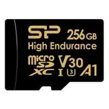 Карта памяти MicroSDXC 256Gb Class 10 UHS-I U3 High Endurance без адаптера (Silicon Power, Golden) (SP256GBSTXDV3V1H)