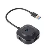 USB-разветвитель (хаб) USB3.0 -> USB3.0, 4 порта, USB2.0, 3 порта, VCOM, черный (DH307)