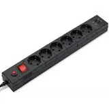 Сетевой фильтр 1.8 м. (BURO, 6 розеток, с/з, 2 USB A 2A) черный (BU-SP1.8_USB_2A-B 1.8м)